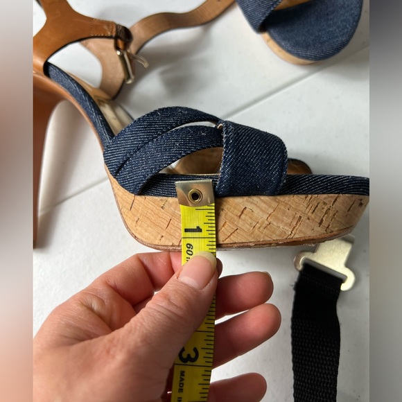 COACH DANI High Heels, Platform Open-Toe, Denim & Leather 9B - Picture 7 of 15